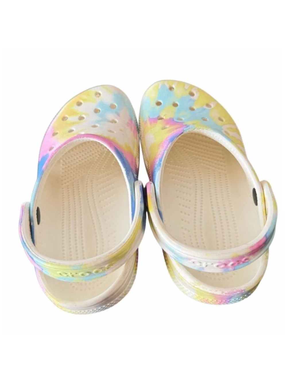 Crocs Classic Tie-Dye Graphic Clogs Pastel White Multi Unisex J4